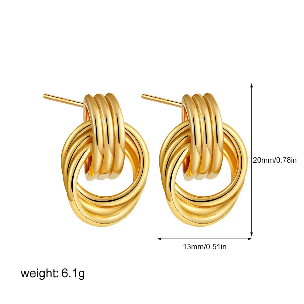 Vintage Three-Layer Mini Knot Stud Earrings