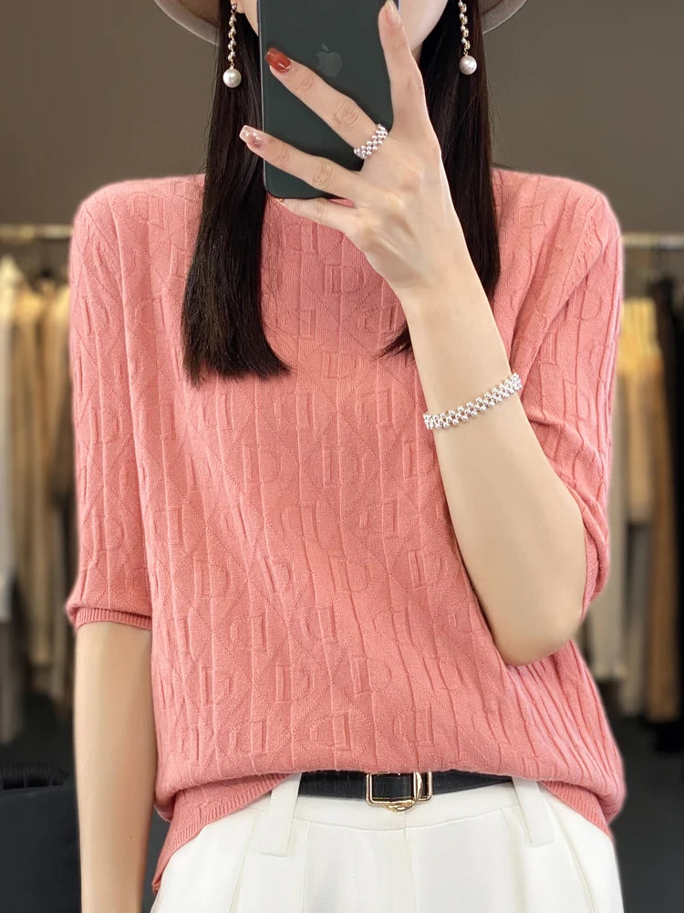 Women’s Diamond Letter Design Knit Sweater