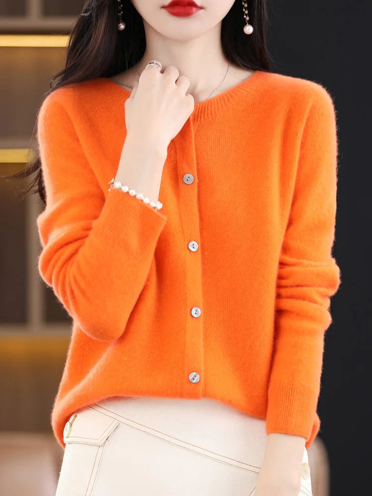 Addonee Women's 100% Merino Wool Cardigan