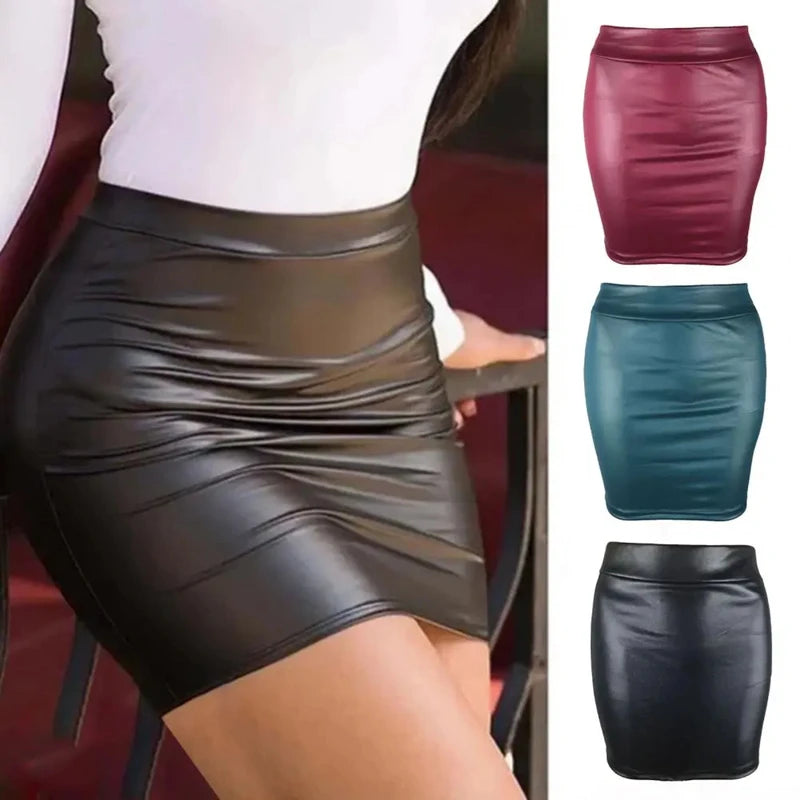 Women’s High-Waist Faux Leather Mini Skirt