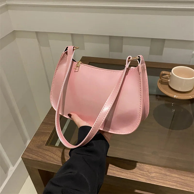 Women's Patent Leather Zipper Shoulder Bag
