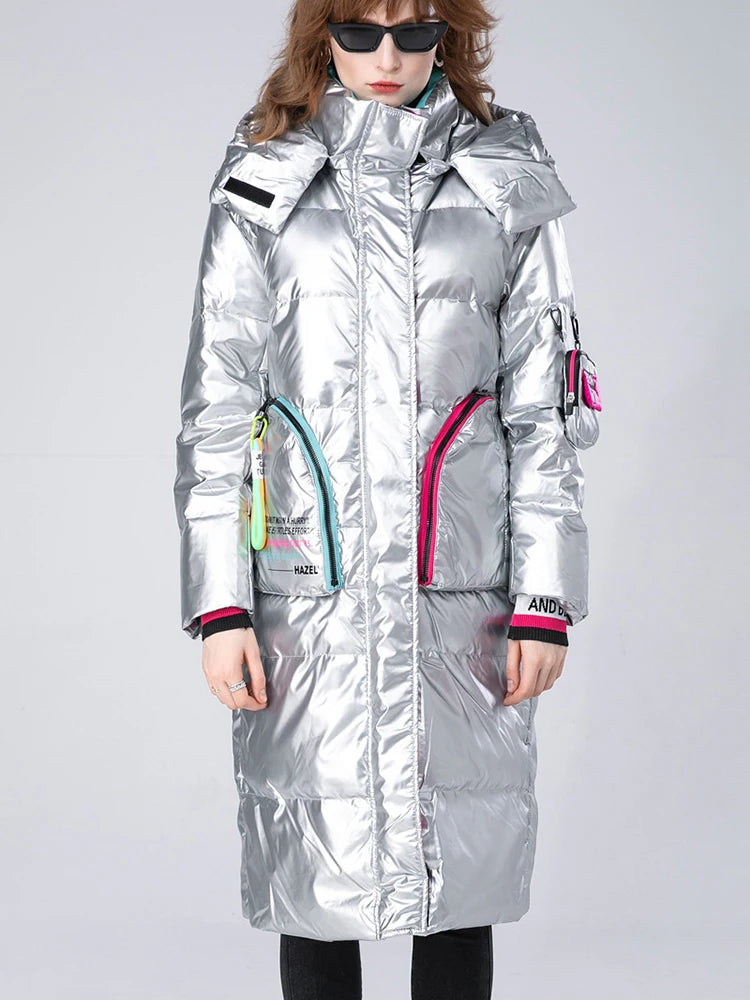 Winter Clothing Glossy Waterproof Coat Women