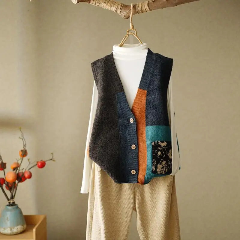 Retro Knitted Sweater Vest for Women