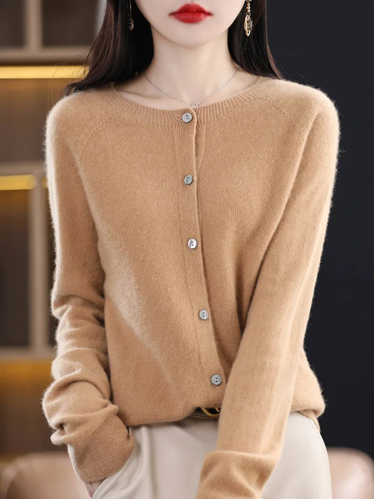 Addonee Women's 100% Merino Wool Cardigan