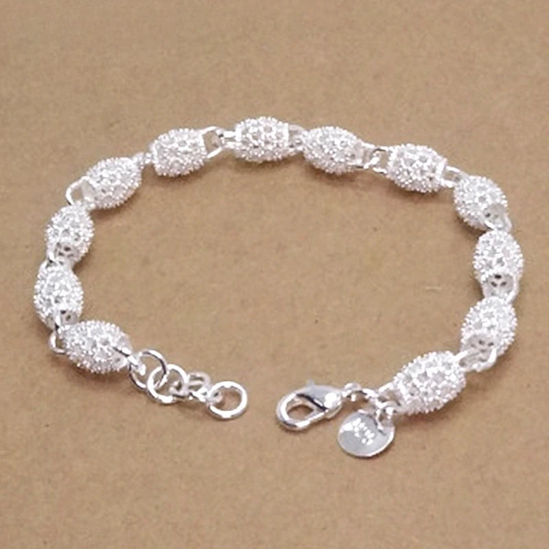 925 Sterling Silver Lantern Ball Charm Bracelet