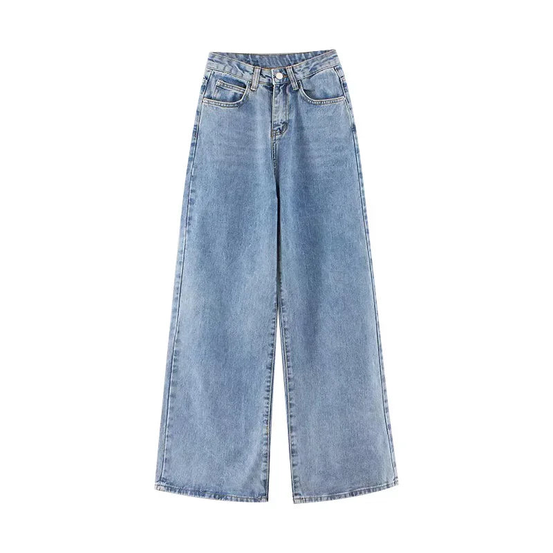 High-Waist Plus-Size Loose Jeans