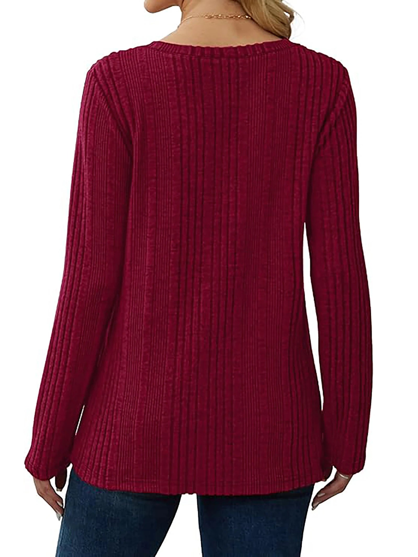 Women's V-Neck Knitted Sweater for Autumn/Winter