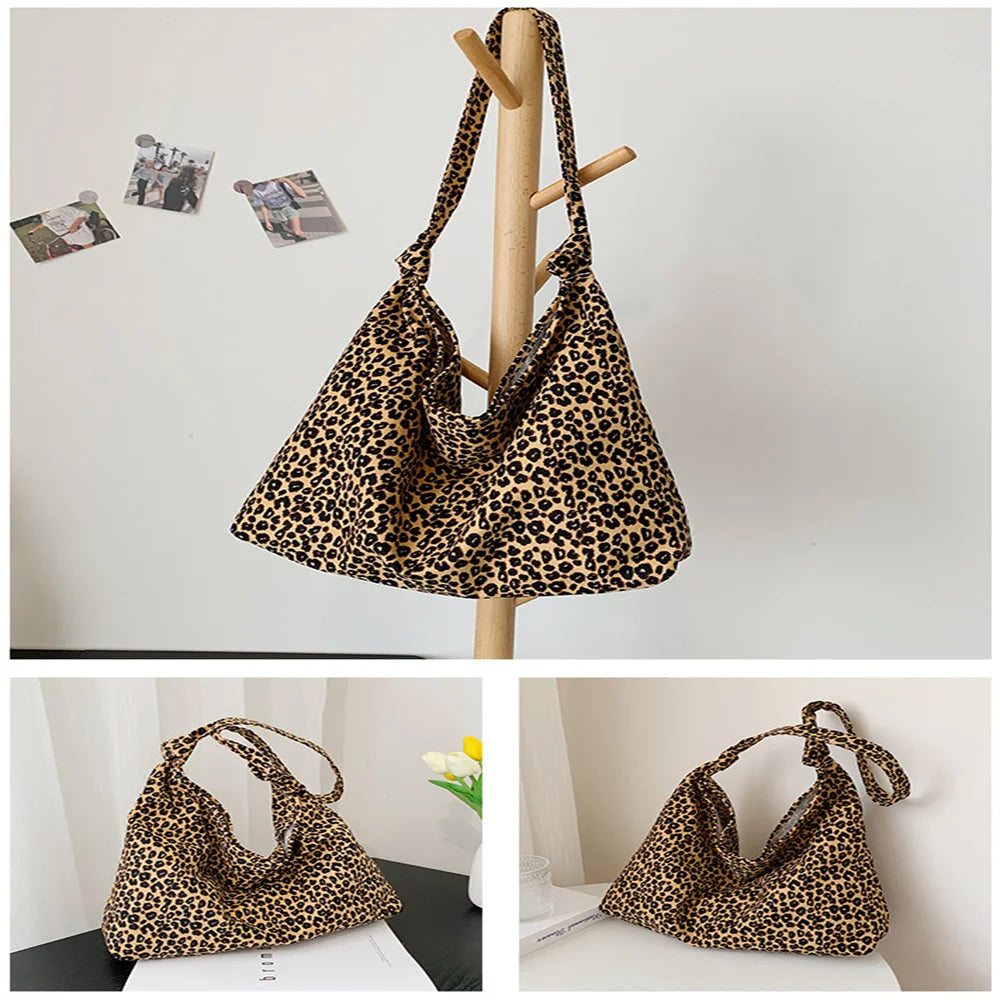 Luxury Leopard Print Canvas Tote Bag