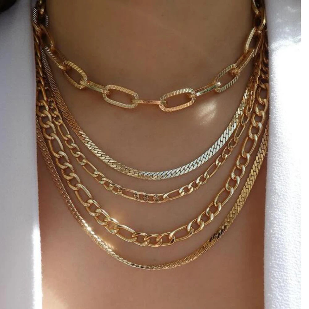 Boho Gold Multi-Layer Crystal Necklace