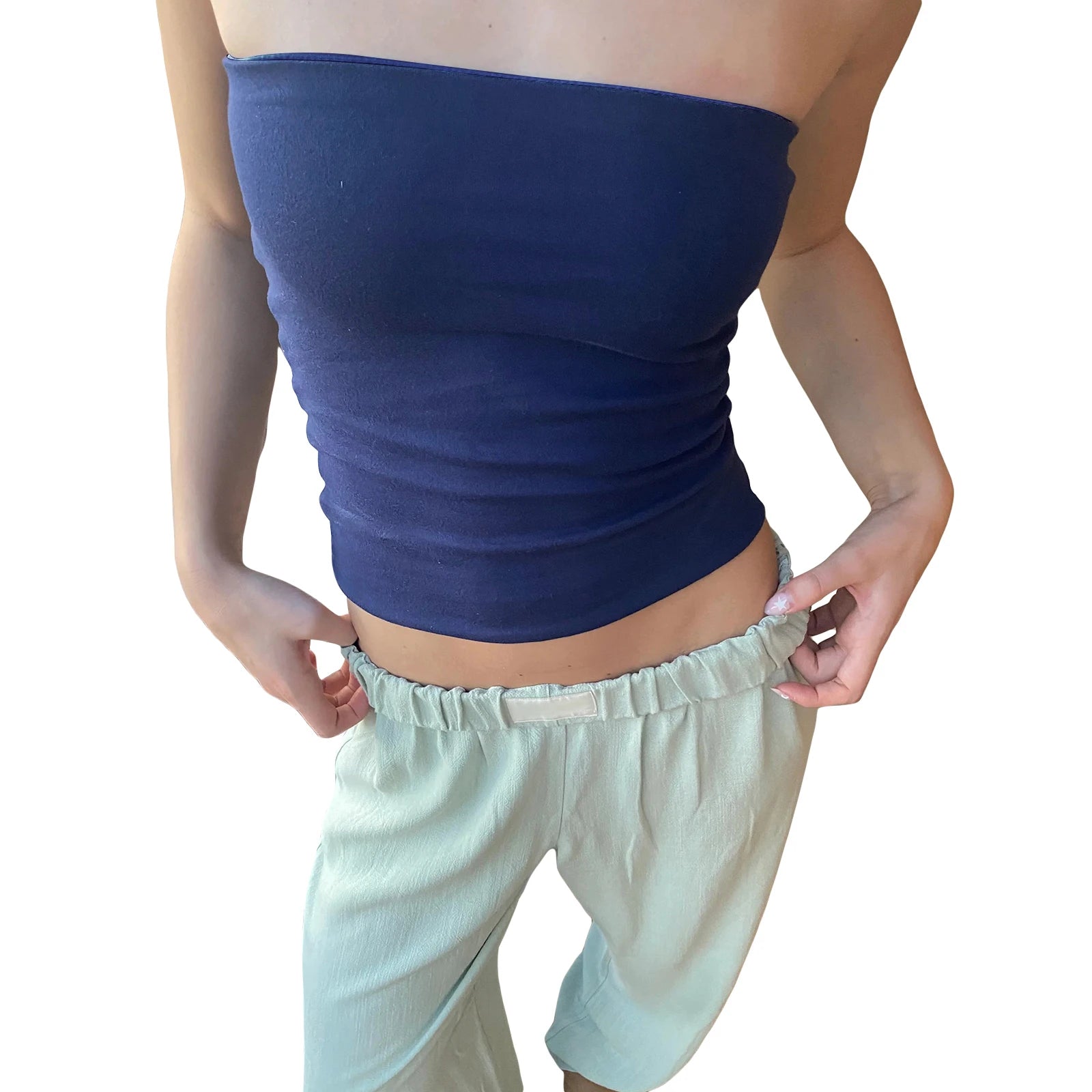 Women's Tube Tops Sleeveless Strapless Off Shoulder Crop Tops Shirt for Party Club Short Tank Top Summer