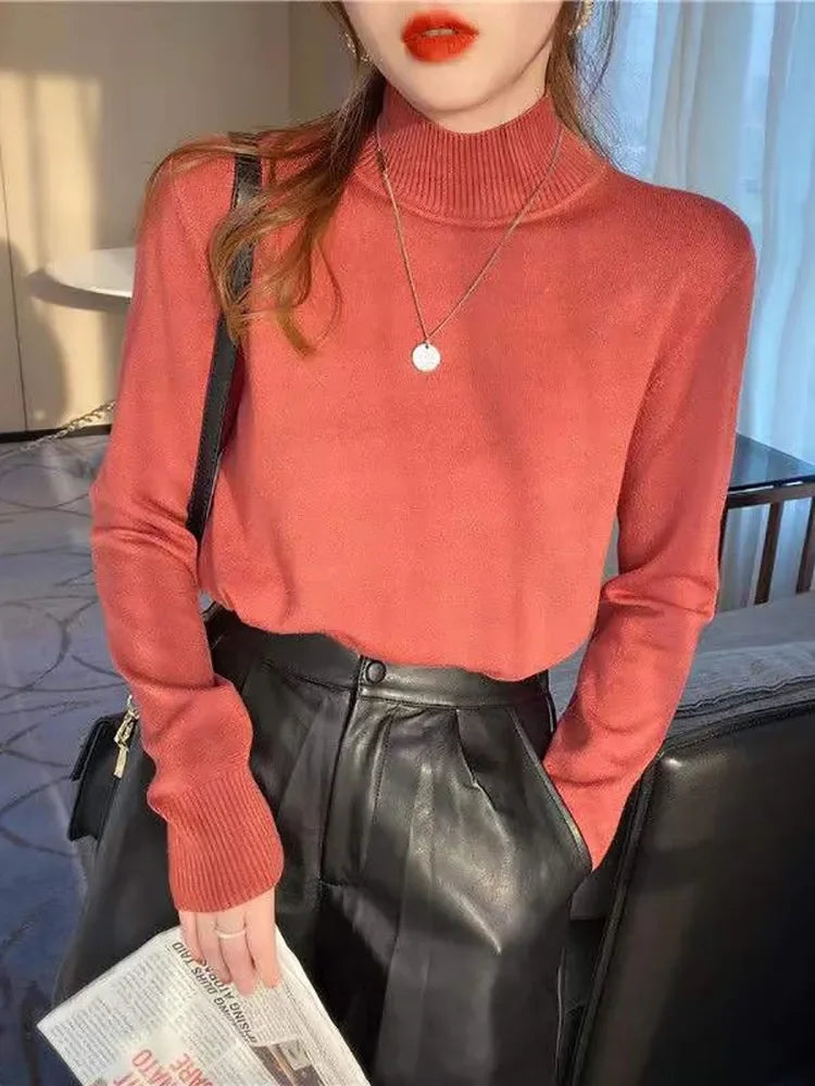 Chic Turtleneck Knitted Sweater for Women