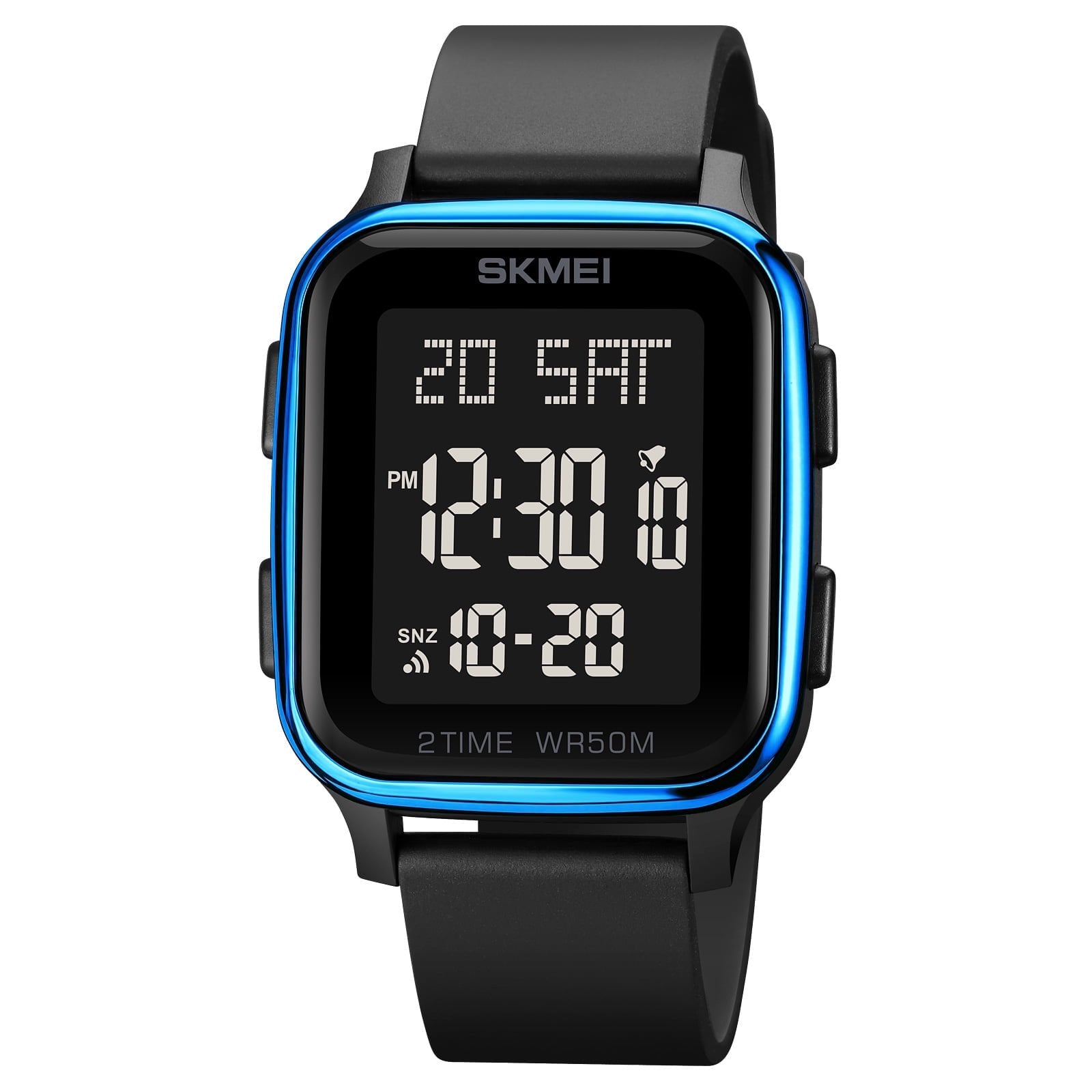 Digital Multifunction Watch Outdoor Casual Square 50M Waterproof Led Light Wristwatch for Men