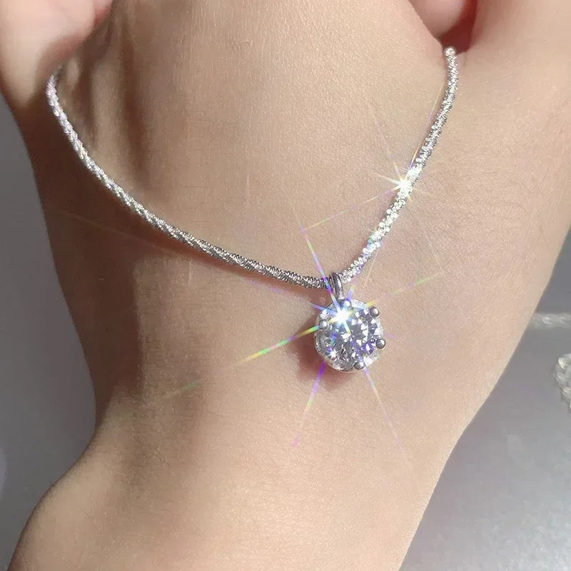1/2CT Moissanite Diamond Crown Necklace