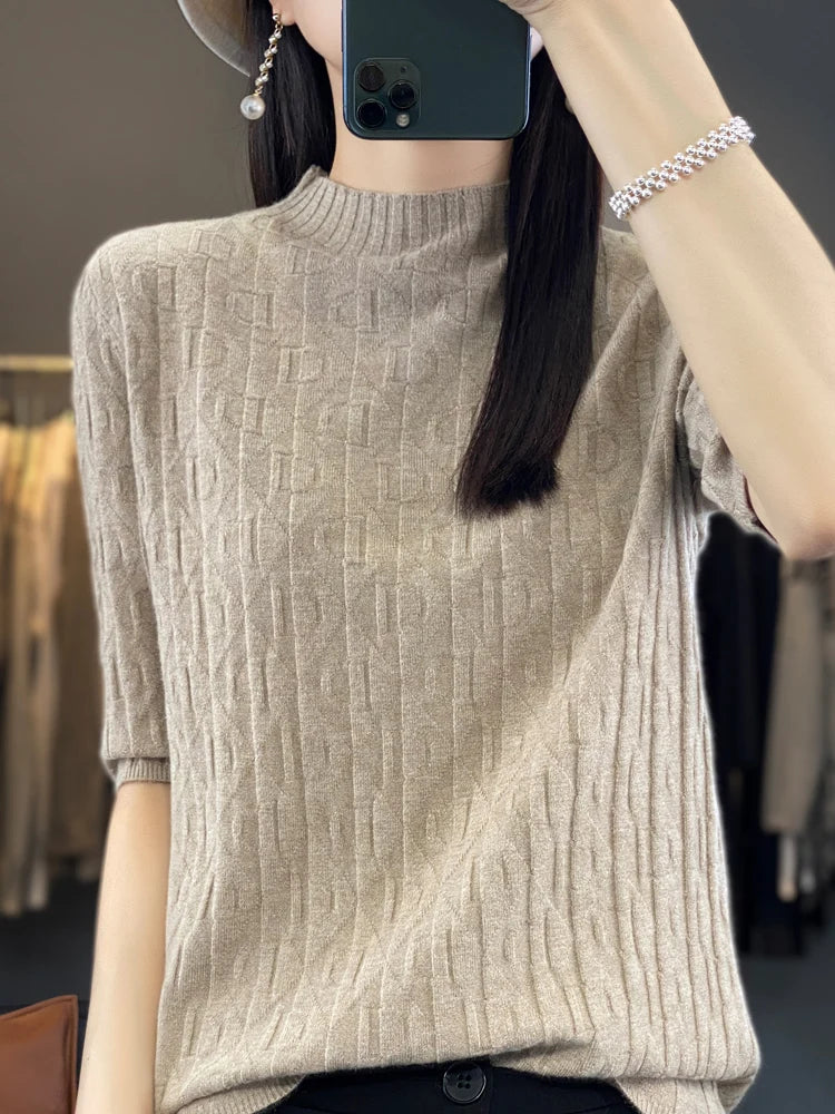 Women’s Diamond Letter Design Knit Sweater