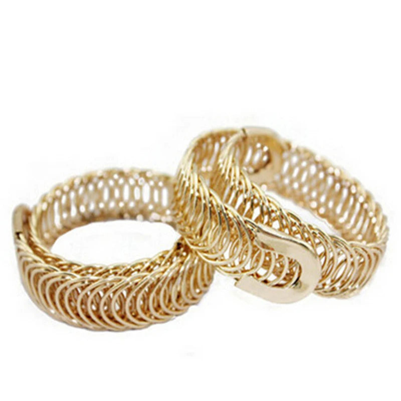 Punk Style Adjustable Open Metal Braided Bracelet