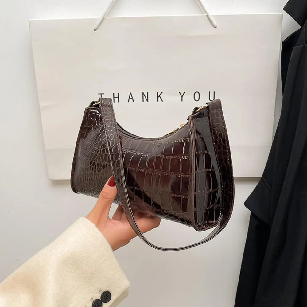 Trendy Black PU Shoulder & Crossbody Bag