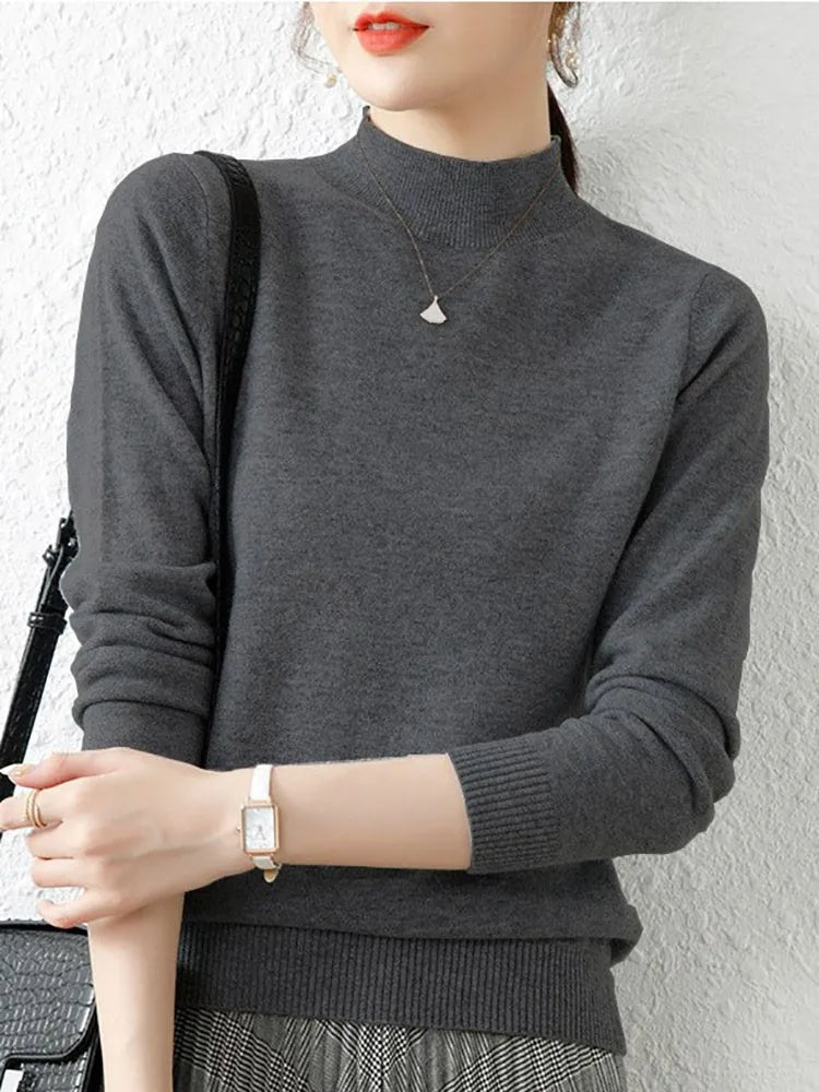 Chic Turtleneck Slim Fit Sweater for Women