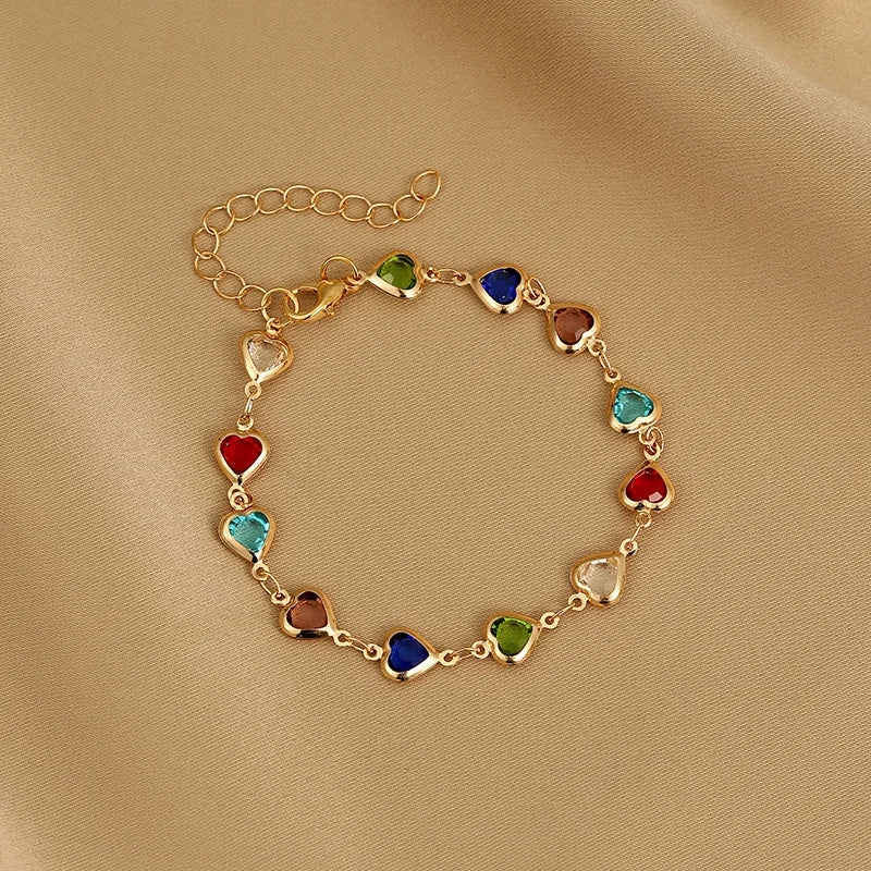Exquisite Korean Crystal Heart Zircon Bracelet