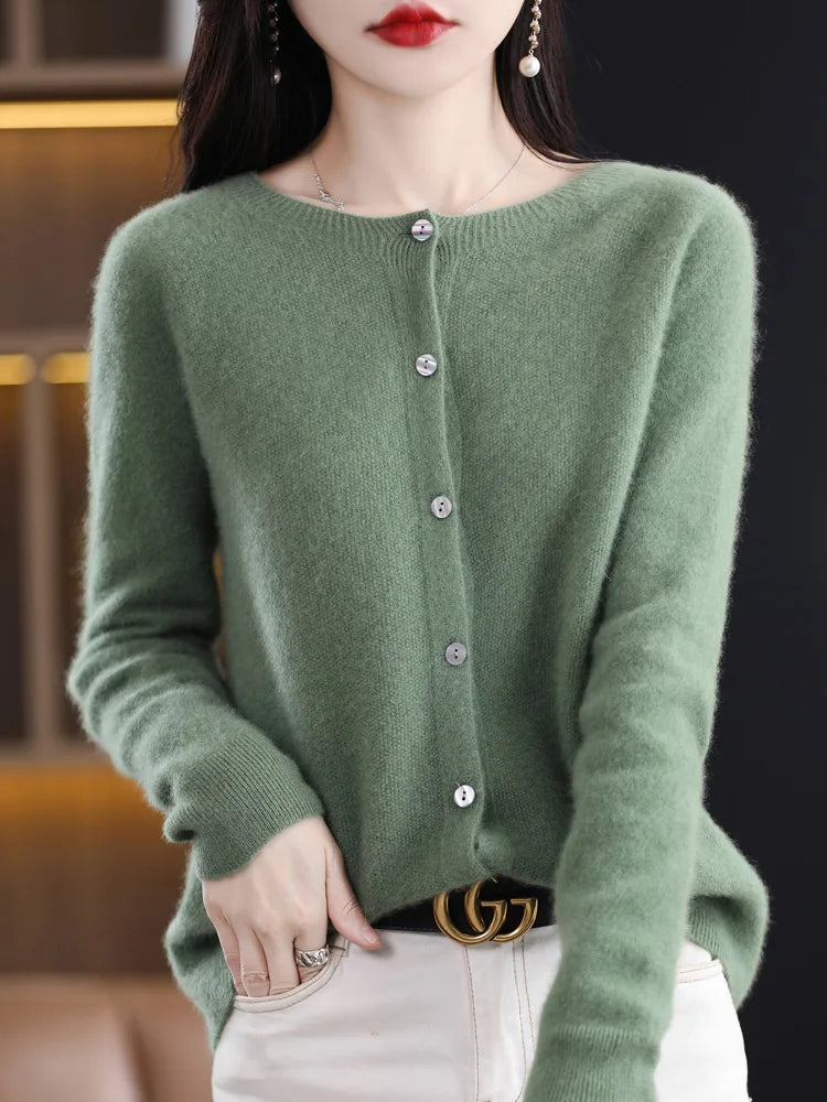 Addonee Women's 100% Merino Wool Cardigan