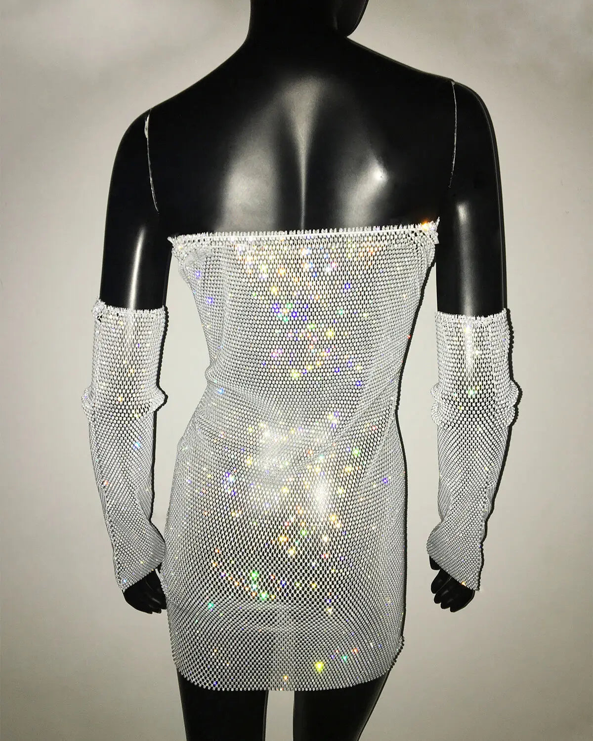Women Sexy Two Piece Sets Strapless Rhinestone Diamond Crop Top