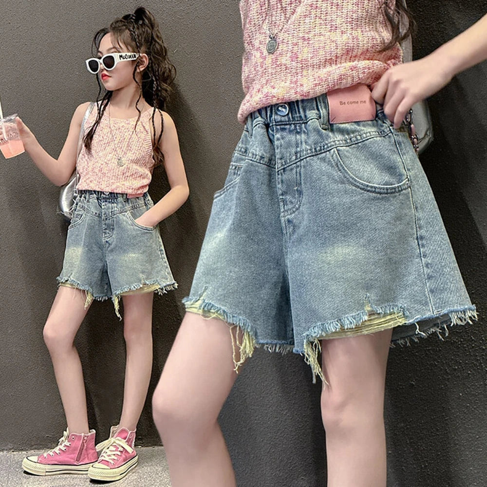 Girls' Ripped Denim Shorts