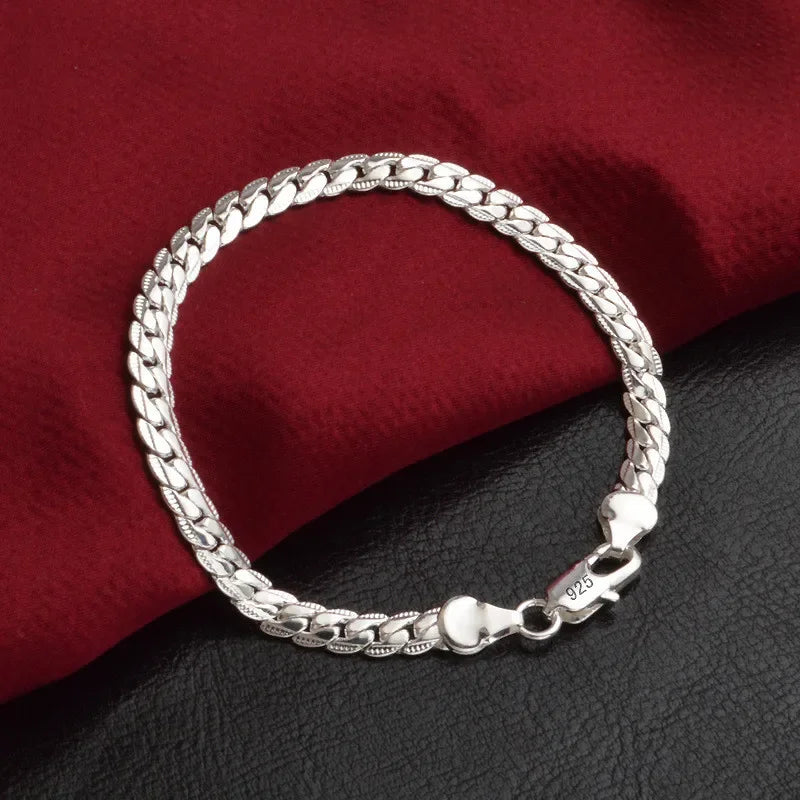 925 Sterling Silver Flat Side Chain Bracelet
