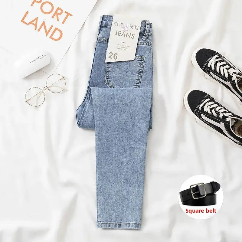 Black Grey Slimming Cropped Jeans