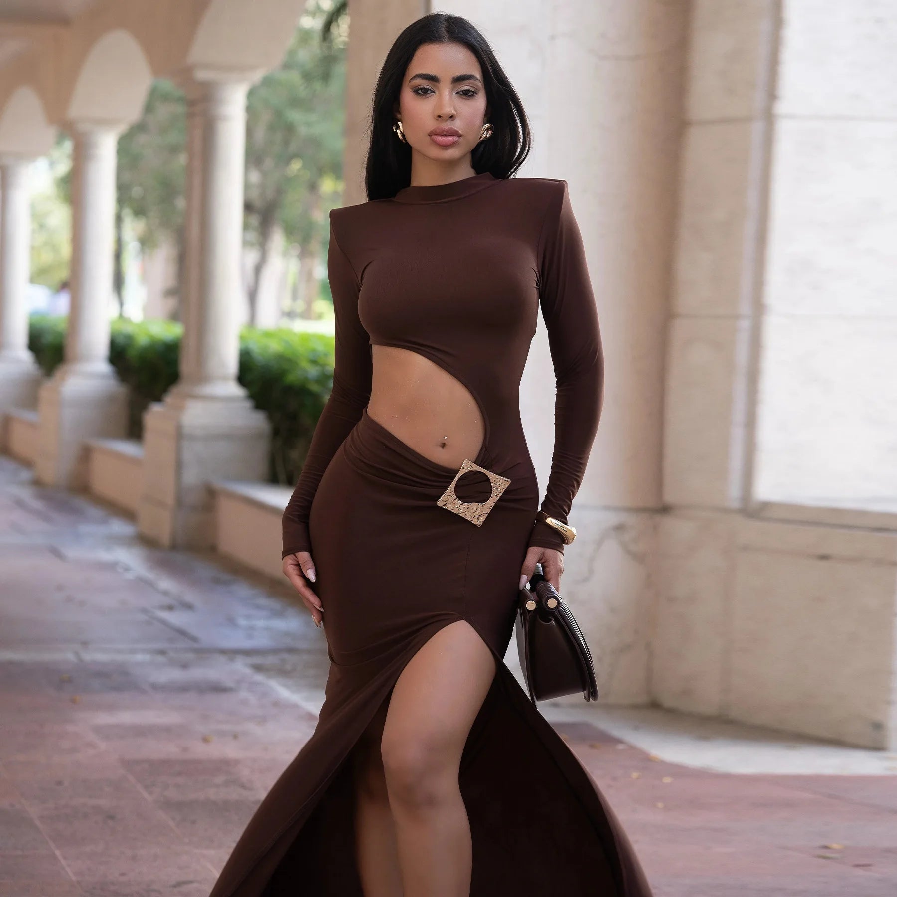 Sexy Bridesmaid Dress Women's Long Sleeve round Neck Outfit