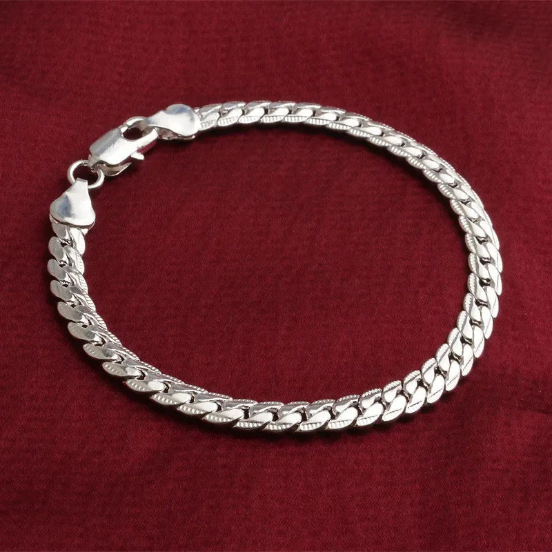 925 Sterling Silver Flat Side Chain Bracelet