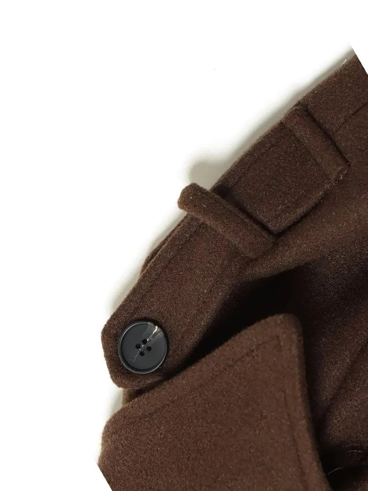 HH Women Fashion Lapel Double-breasted Pocket Belte