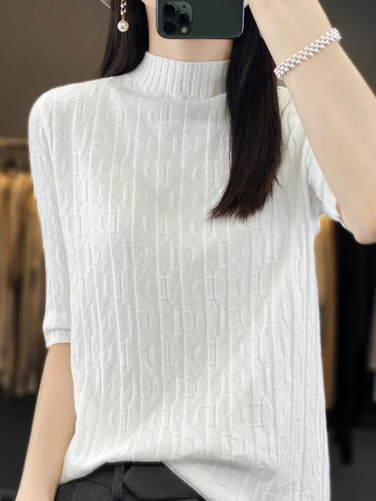 Women’s Diamond Letter Design Knit Sweater
