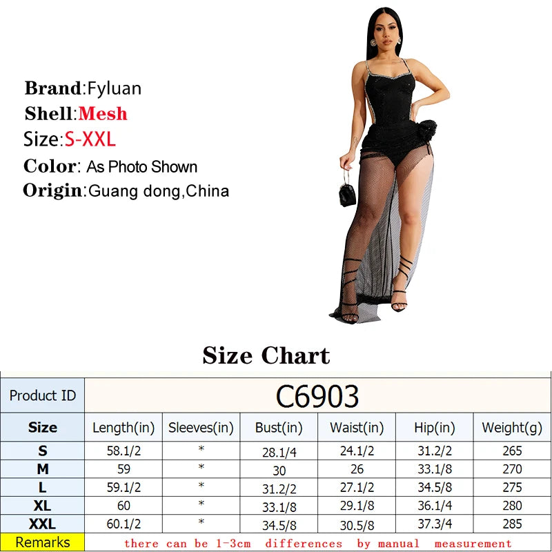 Luxury New Sexy Women’s Skinny High Split Backless Rhinestone