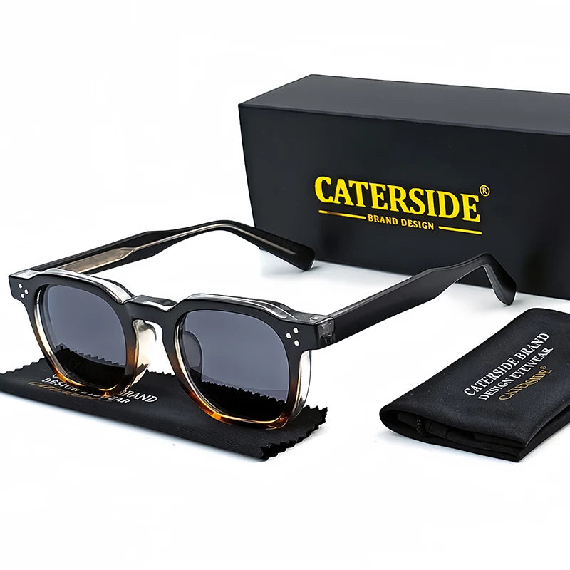 CATERSIDE Retro Punk Square Sunglasses 2 Pieces