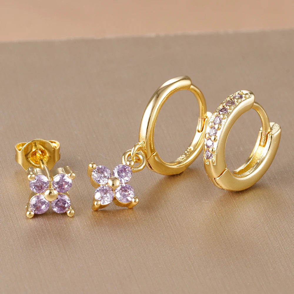 3PCS Korean Stainless Steel Hoop Earrings Set