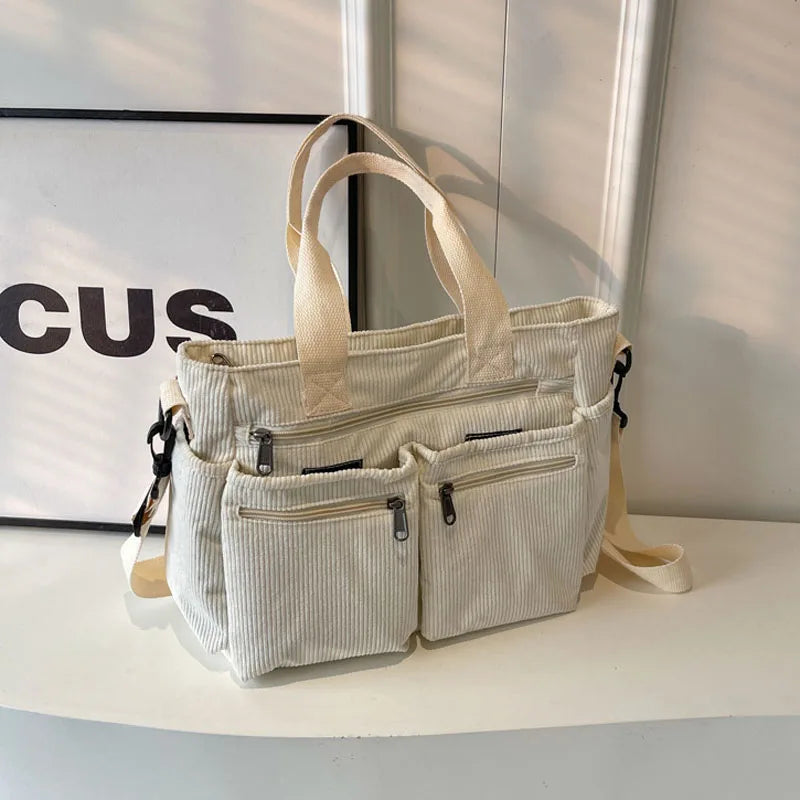 Velvet Corduroy Large Capacity Shoulder Bag