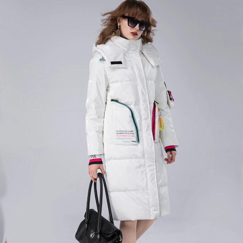 Winter Clothing Glossy Waterproof Coat Women