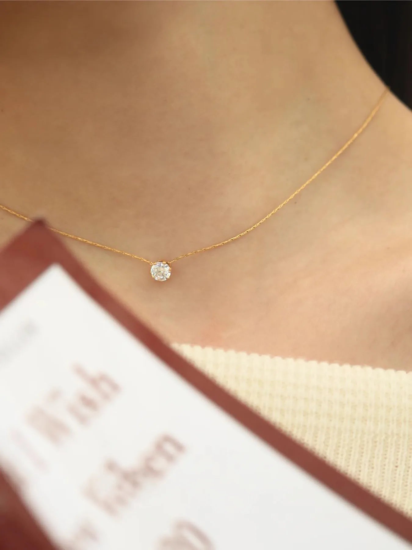Minimalist Solitaire Zircon Necklace