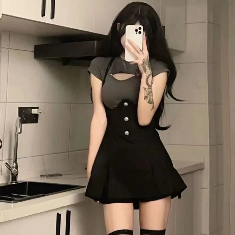 Sexy Dresses for Women Black Bodycon Hollow Corset Coquette Prom Evening Party Tight Woman Long Sleeve Dress Fashion Summer 2025