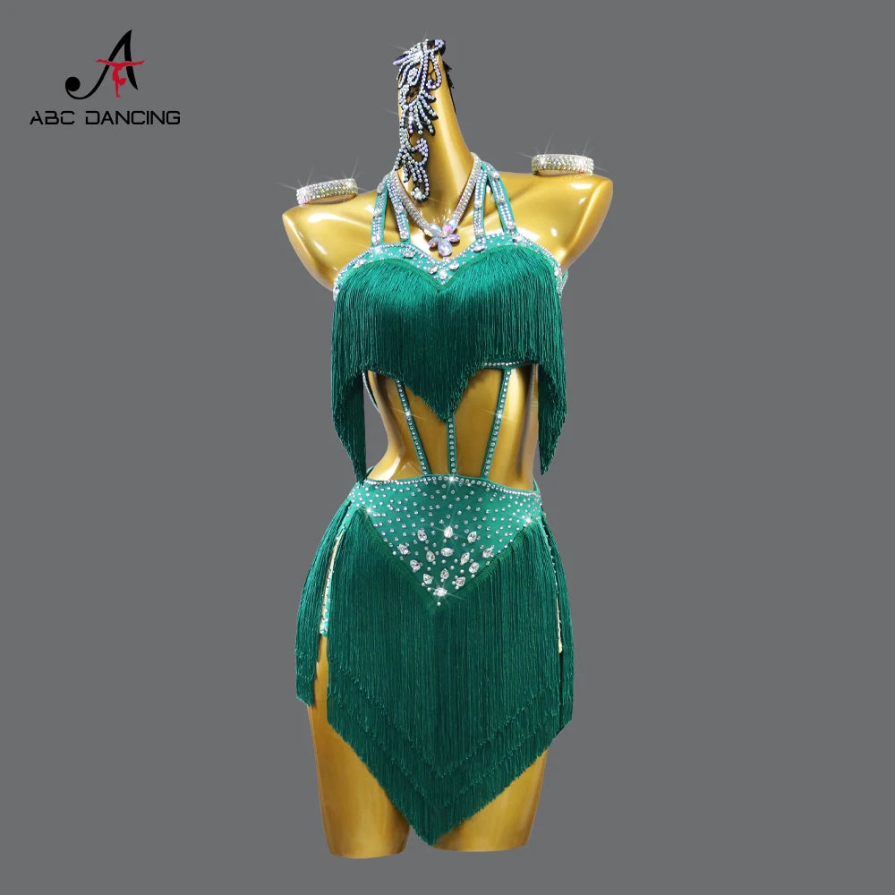 Womens Evening Party Dress Latin Dance Practice Clothes Girls Dancewear Stage Costume Sexy Outfits 2025 Parties Skirt Customized