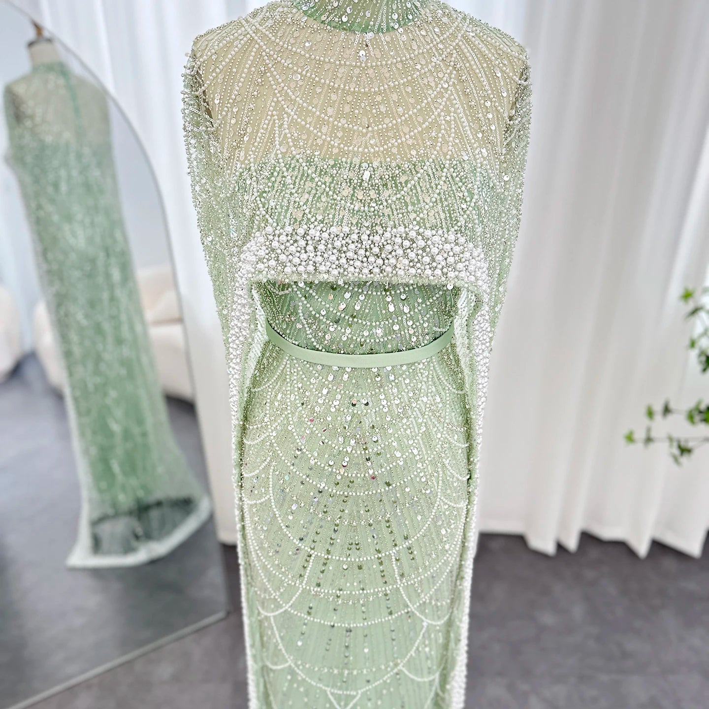 Sharon Said Luxury Pearls Dubai Champagne Evening Dresses
