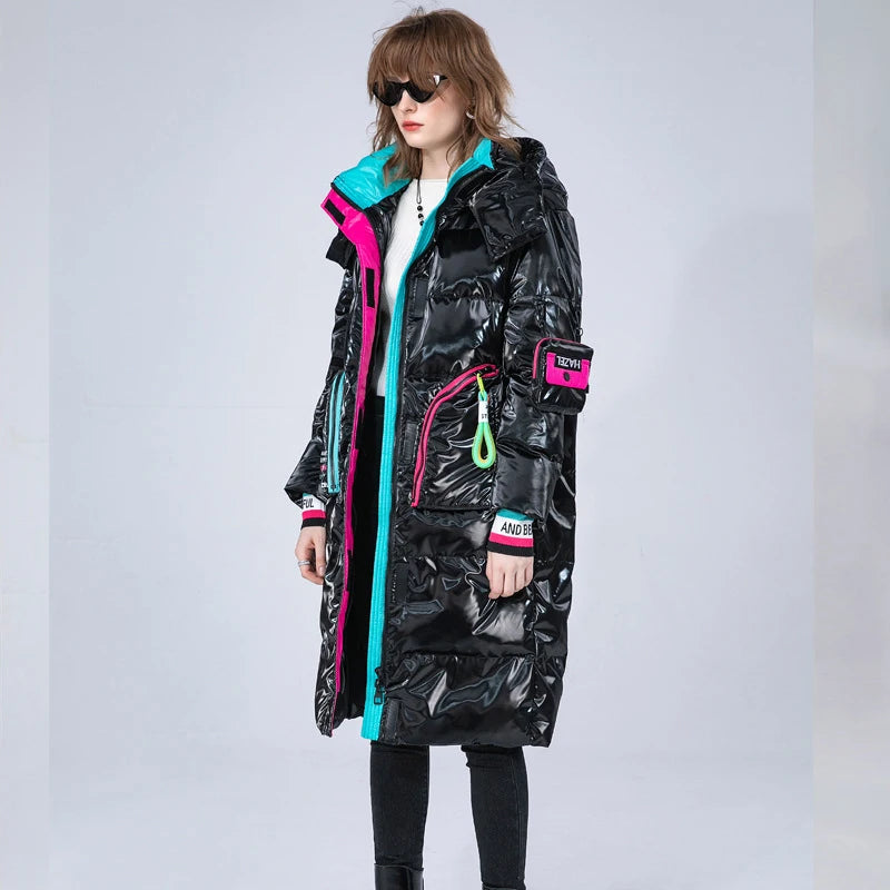 Winter Clothing Glossy Waterproof Coat Women