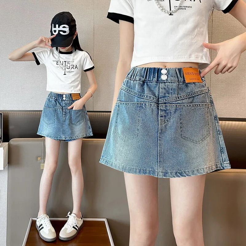 Girls' Summer Denim Pantskirt