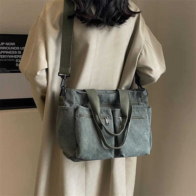 Velvet Corduroy Large Capacity Shoulder Bag