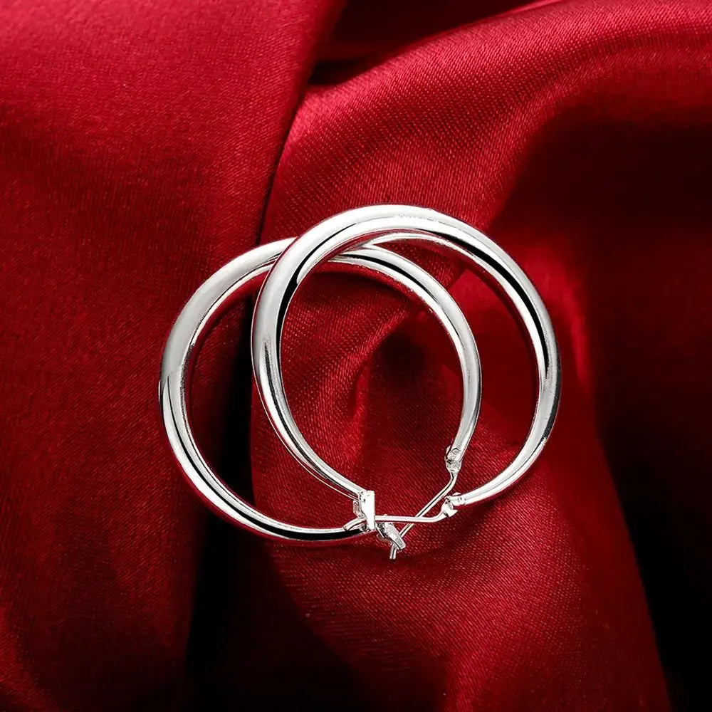 Sterling Silver Big Circle Hoop Earrings