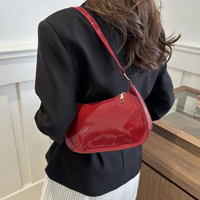 Retro Solid Color PU Leather Shoulder Bag