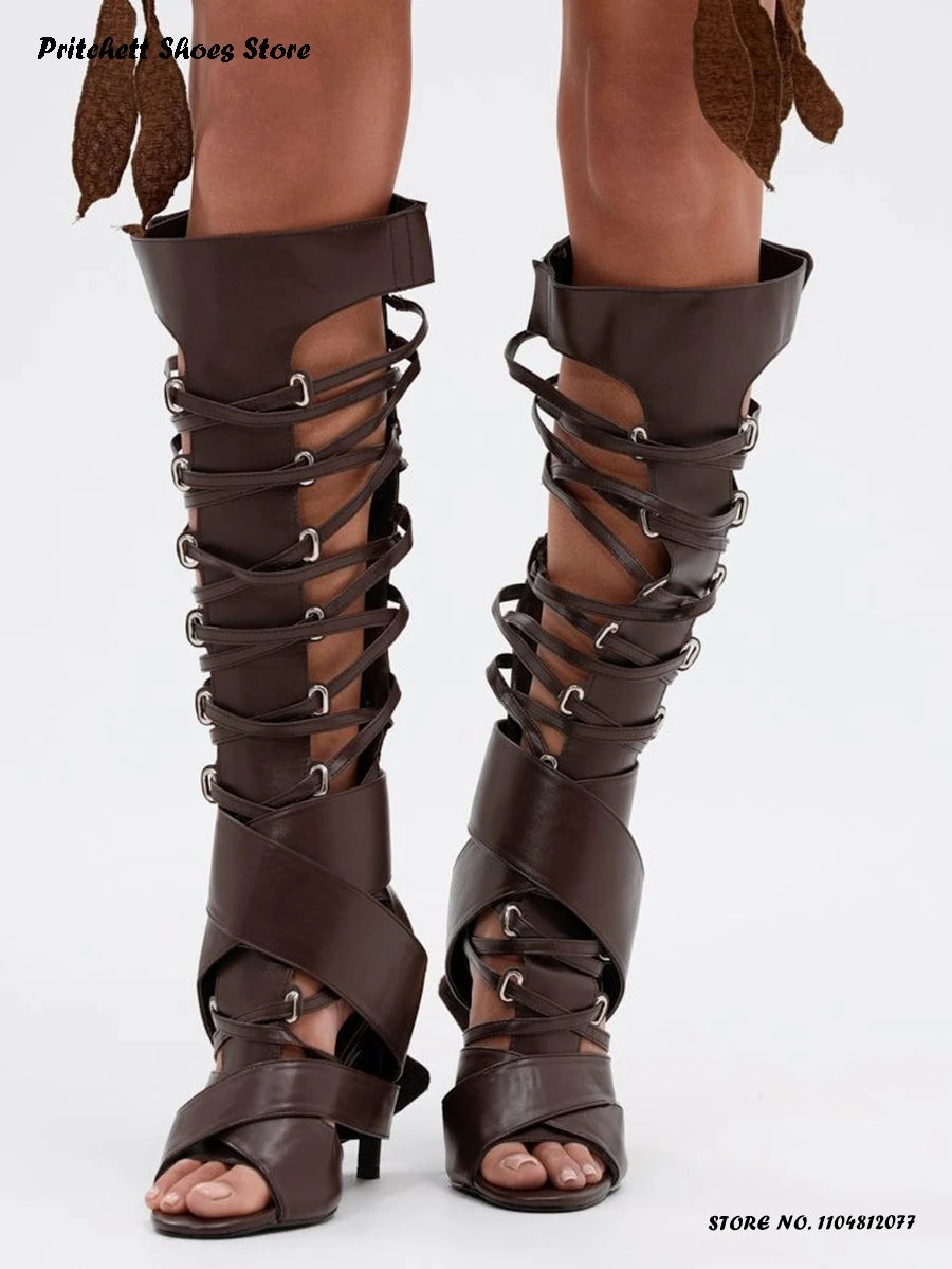 Women's Gladiator Hollow Knee High Sandals