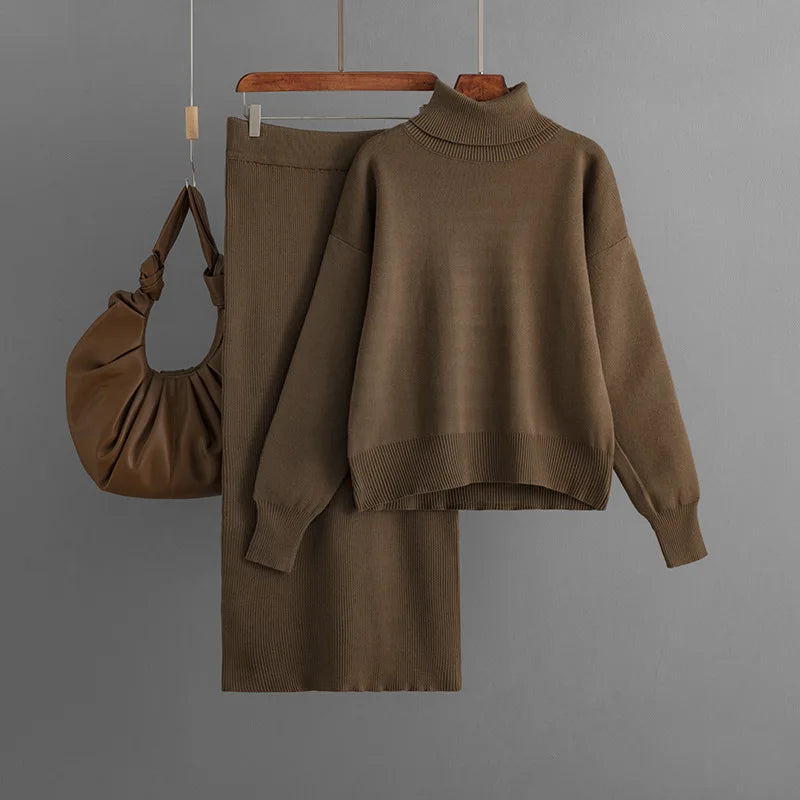 Winter Clothes Women Knitted Skirt Suit New Fashion