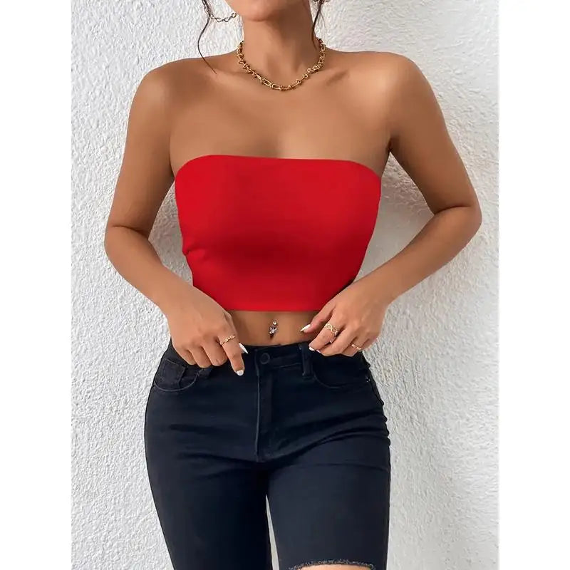 Sexy Crop Top Strap Vest One-Piece Outerwear Women's Clothing ort Length  Color Pure Sle Trendy Element Strap