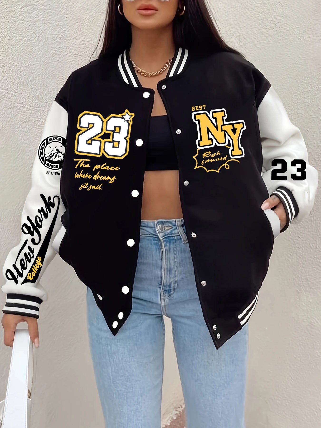 New York Art Printed Fleece Jacket