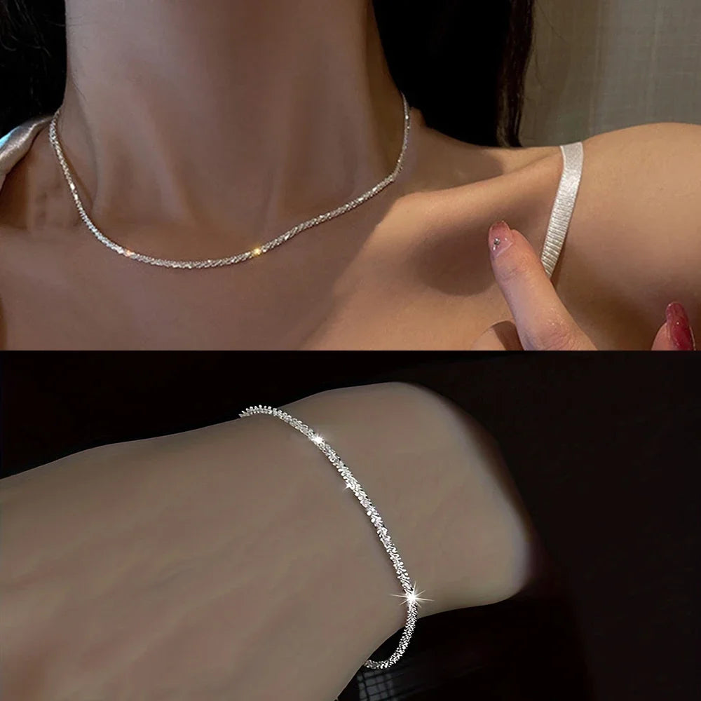 Shiny Gypsophila Necklace & Bracelet Set